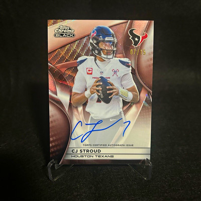 Topps 2025 Chrome Black C.J. Stroud Rose Gold Auto Texans 07/15 Jersey Match