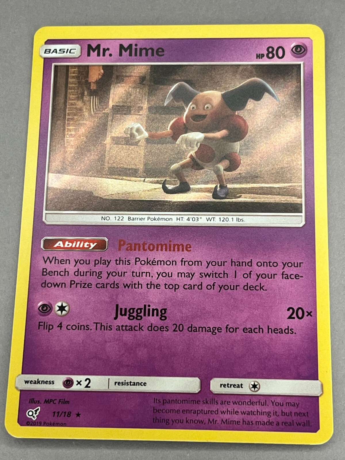 Pokemon Card Mr. Mime #11 Pokemon Detective Pikachu Holo LP