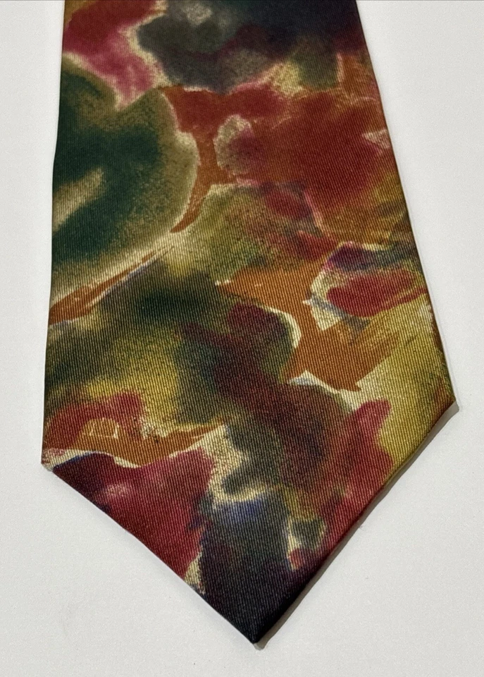 Corbata vintage Biella para hombre diseño artístico abstracto pastel toda seda EE. UU. alta 64”x3,75” Foto 2 de 4