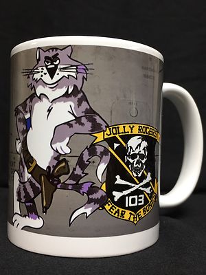Custom US Navy F14 Tomcat Fighter Jet Coffee mug VF-103 Jolly Rogers Top Gun