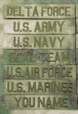 FG Chest Tapes Custom name Tapes ARMY NAVY Embroidery Patch Green letters