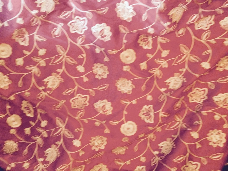 BRUNSCHWIG & FILS Silk Floral embroidery rust natural 2+ yards new - Image 4 of 4