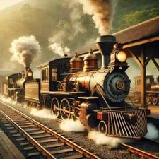 Steam Locomotives Late 19th century AI POSTER 24 X 18 Inches Wall Art