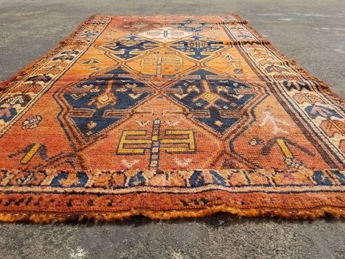Distressed Vintage Traditional Handmade Turkish Wool Multicolor Rug 220x115cm