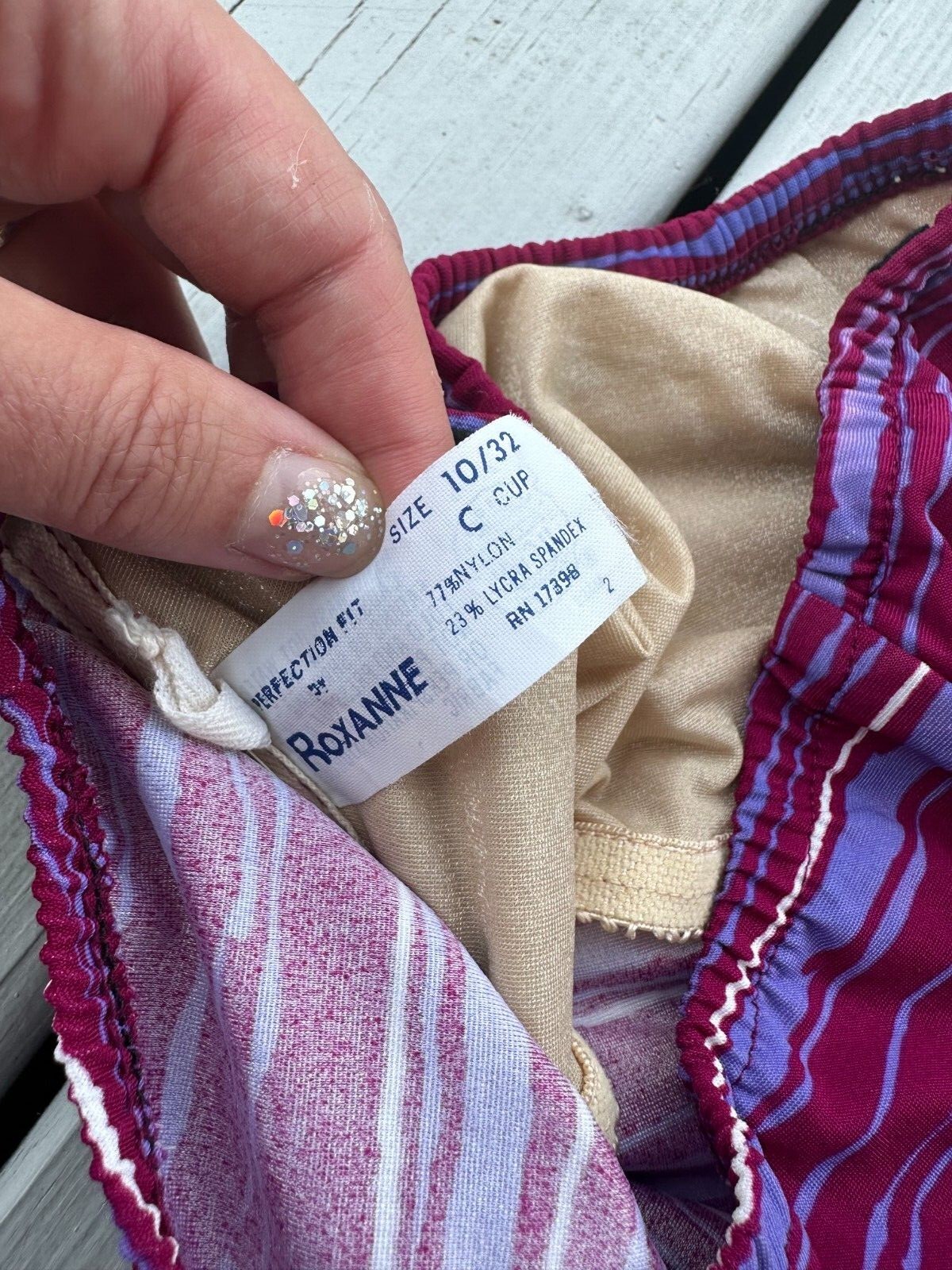 Vintage 1970s Strapless Striped Shelf Bra Bathing Sui… Gem