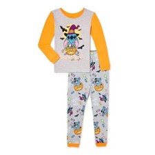 Lilo  Stitch Girls Halloween Long Sleeve 2-Piece Pajama Set, Orange Size 10