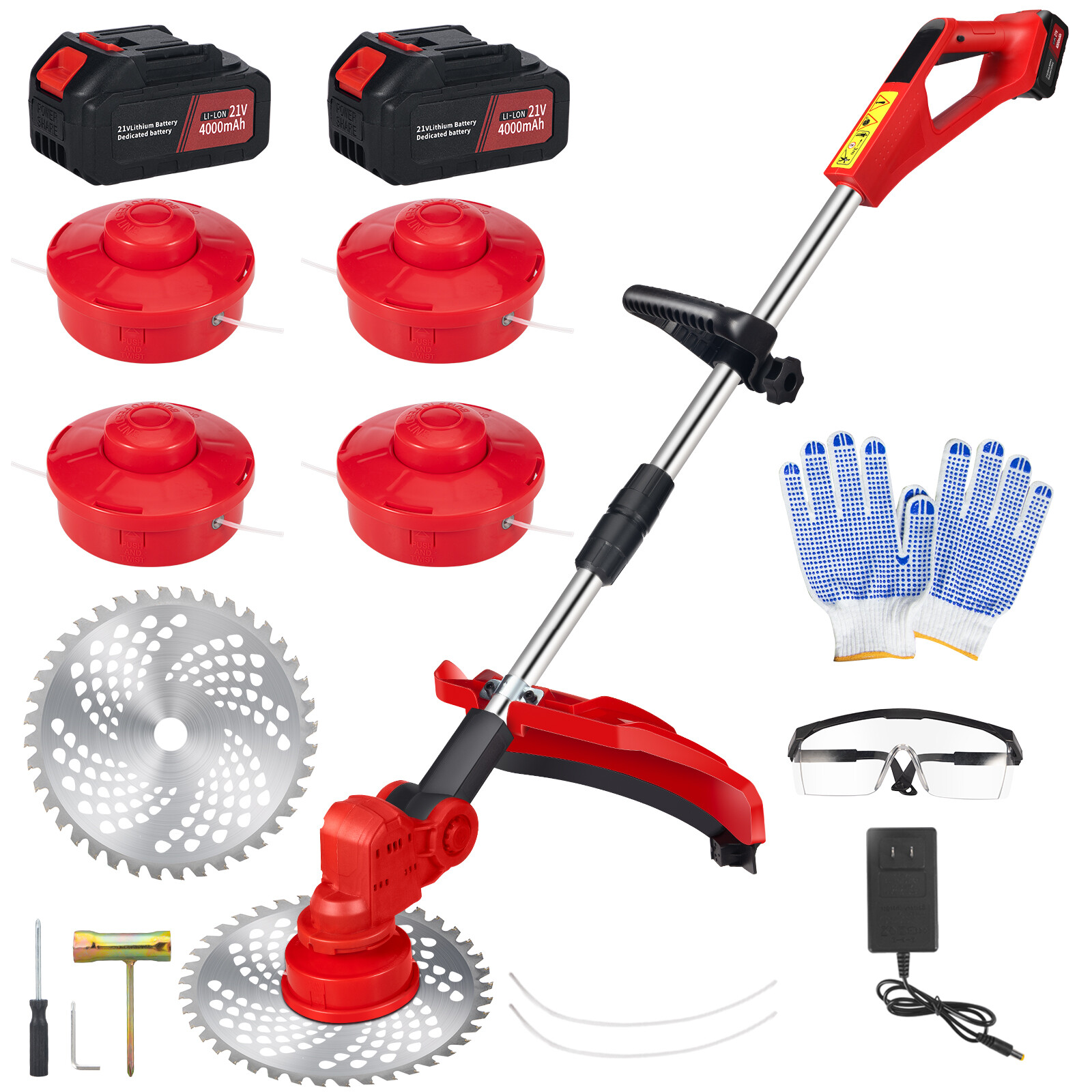 Electric Cordless Grass String Trimmer Lawn Edger Weed Wacker Cutter w/ Battery