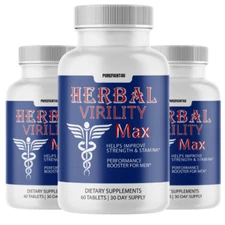Herbal Virility Max Maximum Strength Male Performance Supplement - 3 Bottles