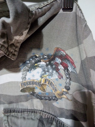 Bikers Edge Button Down Sleeveless Double Sided Camouflage Shirt Mens Size Large - Picture 4 of 11