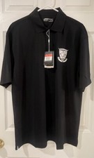 NIKE Golf Fit-Dry Button Collared Polo Shirt Mens L Shirt RN 56323 Black swoosh