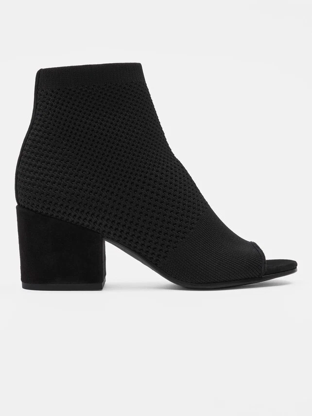 Eileen Fisher Boots 7 Croft Stretch Knit Open Toe Black Shoes