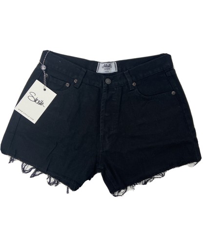 Siksilk WOMEN'S Festival denim vita alta Estate Pantaloni Corti Neri | eBay