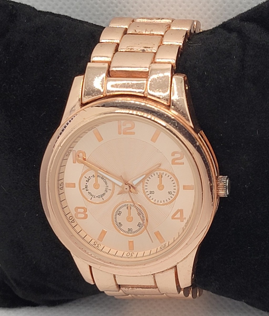 Ladies Classic Trendy Round Rose Gold Tone Case Link  display picture 2