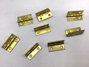 small Solid Brass Hinges - set of 8 - 4 hole - 1 " x 3/4"