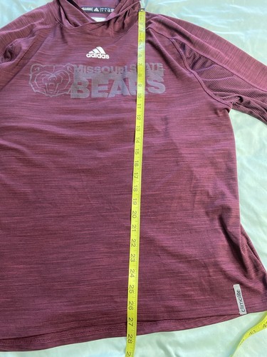 Adidas Climalite Maroon MO STATE MSU BEARS Long Sleeve Hooded GRAPHIC Shirt Sz L - Picture 9 of 11