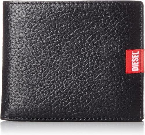 Diesel X09358PR013 Men's Leather Bifold Wallet Black - Afbeelding 1 van 5