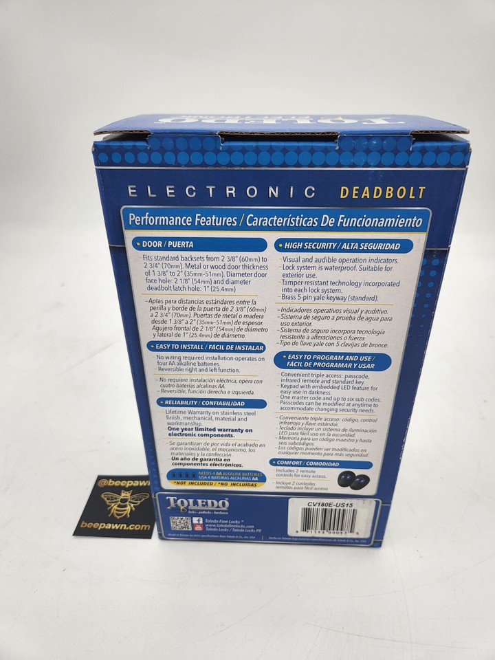 Toledo Electronic Remote Control Deadbolt Lock ( H🐝) eBay