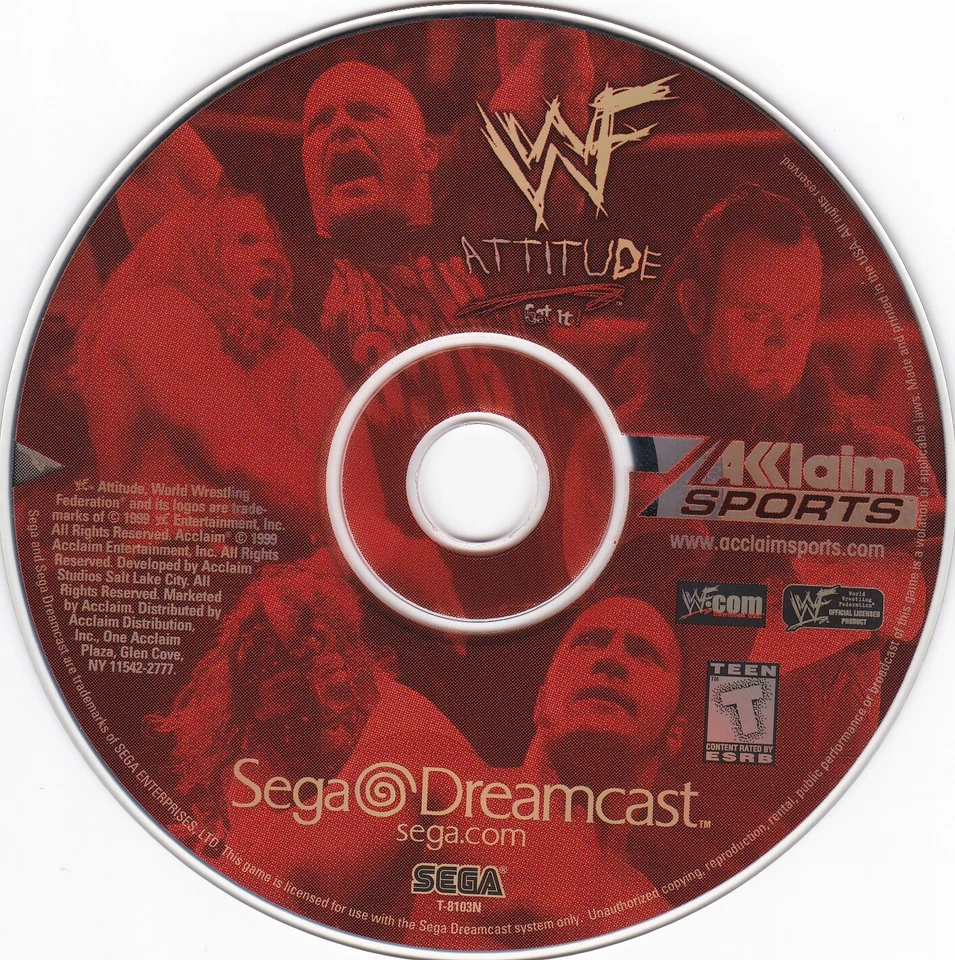 WWF Attitude (Sega Dreamcast, 1999) **DISC ONLY** - Image 2 of 2