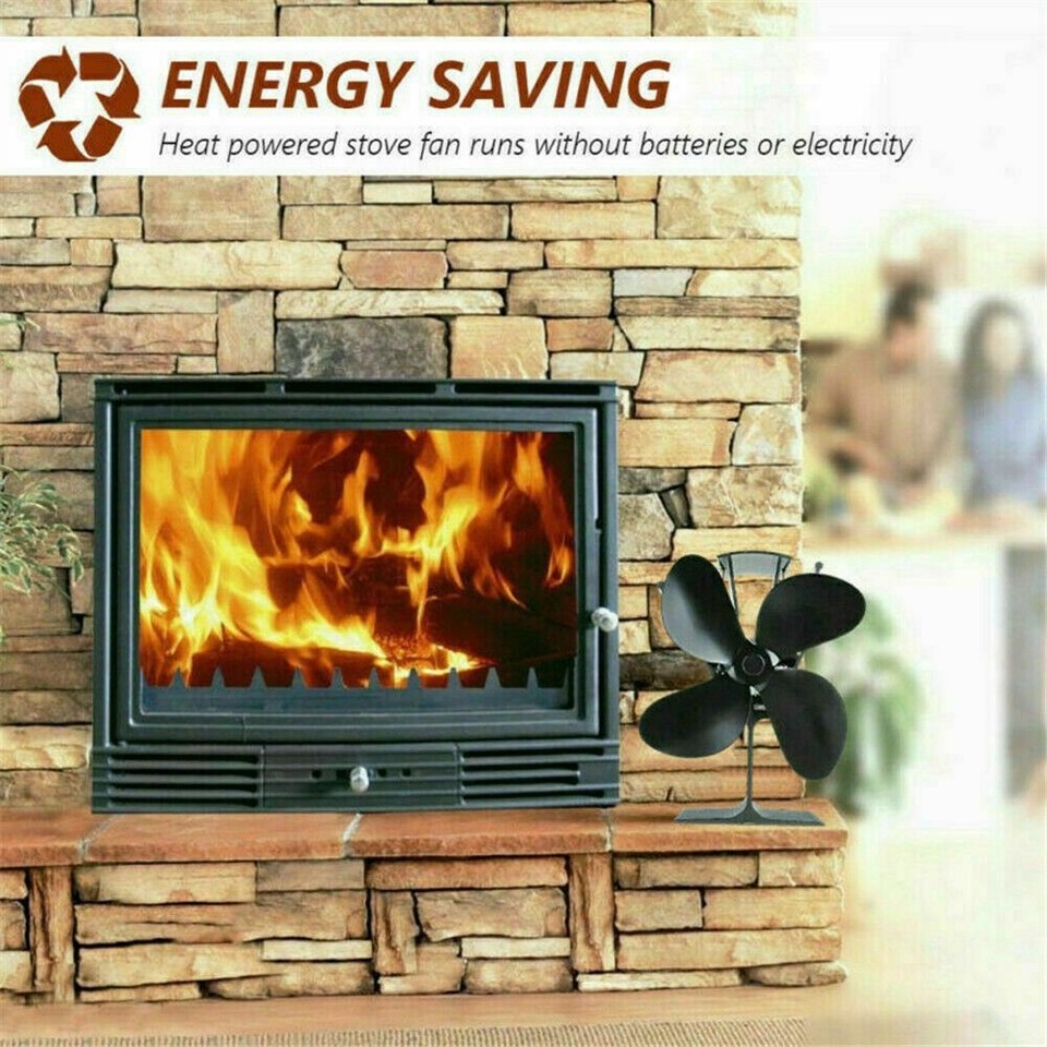 Airflow Log Burning For Wood Burner Heat Power Stove Top Fan Heat