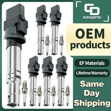 UF531 6 Ignition Coil +6 Spark Plug for Porsche VW 04-08 V6 3.0L 3.2L 3.6L C1466