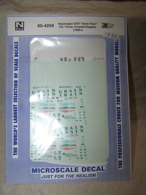 Microscale Decal #60-4259 N Scale Wash. DOT ''Grain Train'' PS/Trinity Hop.(1 Set)