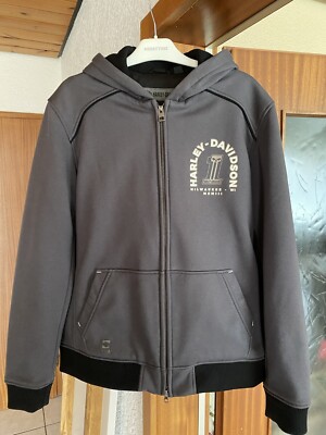 Original Harley-Davidson Jacke Biker Zip Hoodie Arterial Grau in