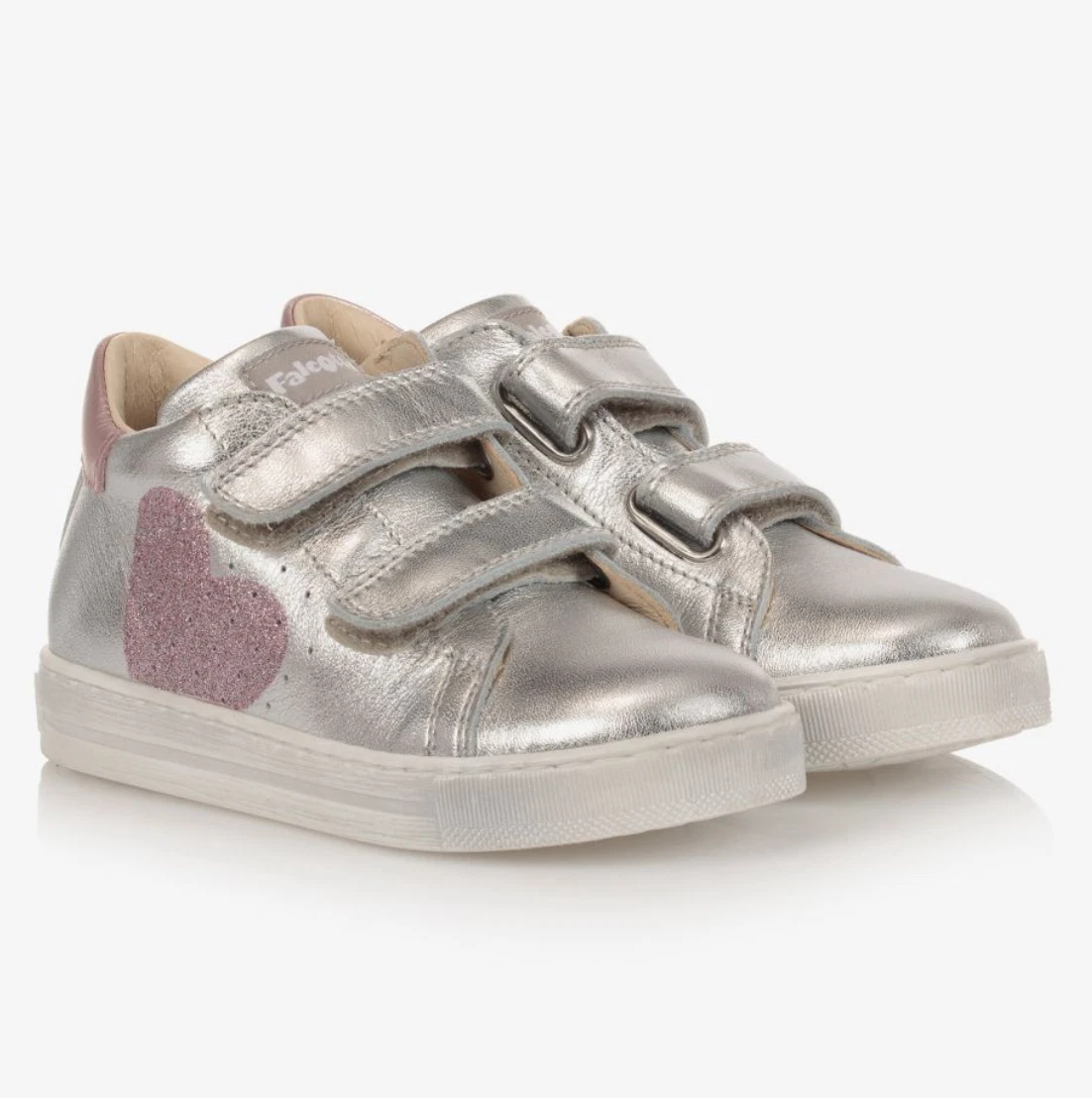 Naturino N4195* Toddler Silver Falcotto Heart Sneakers Size US 7.5