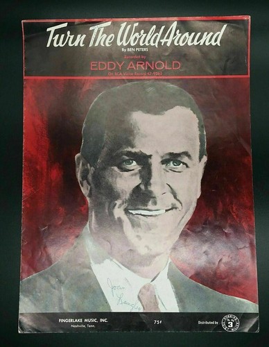 1967 Turn The World Around Sheet Music By Eddy Arnold Fingerlake Music Nashville