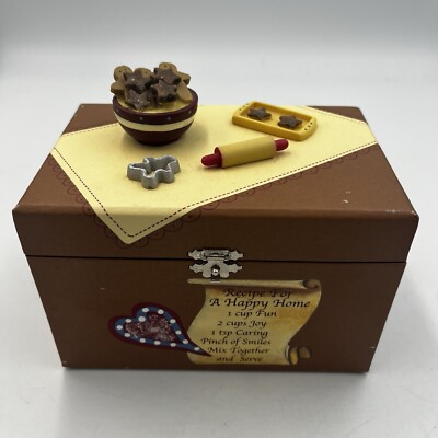 Vintage Russ Berrie 3D Gingerbread Cookie Baking Recipe Box W/ Cards Kitschy