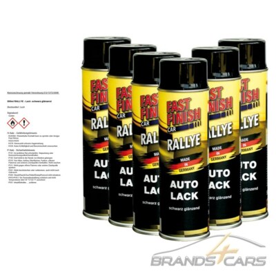 6x 500ml FAST FINISH SCHWARZ GLÄNZEND SPRAYDOSE SPRAY AUTOLACK LACKSPRAY DOSE 42
