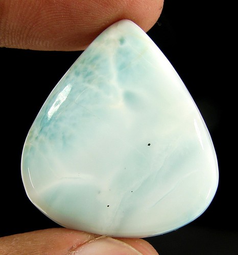 Collier Femme Main Perlé - Spinelle Noir & Larimar Bleu - Fermoir Pince Or Jaune 18K - Longueur 45,7cm