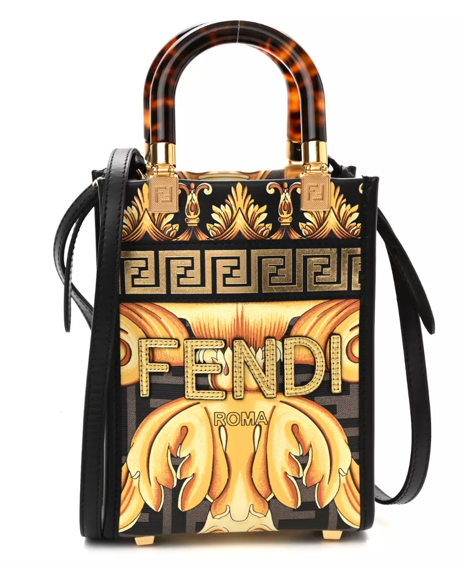 Printed Leather Fendi Roma Sunshine Tote Bag