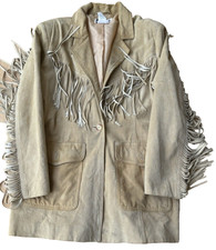 Vtg Together Women Western Hippie Leather Jacket Size 1x Fringe Read More
