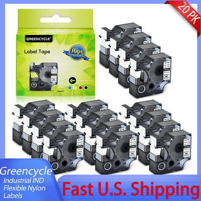 20x 18489 Black on White IND Flexible Nylon 3/4'' Label Tapes for DYMO 3M PL300