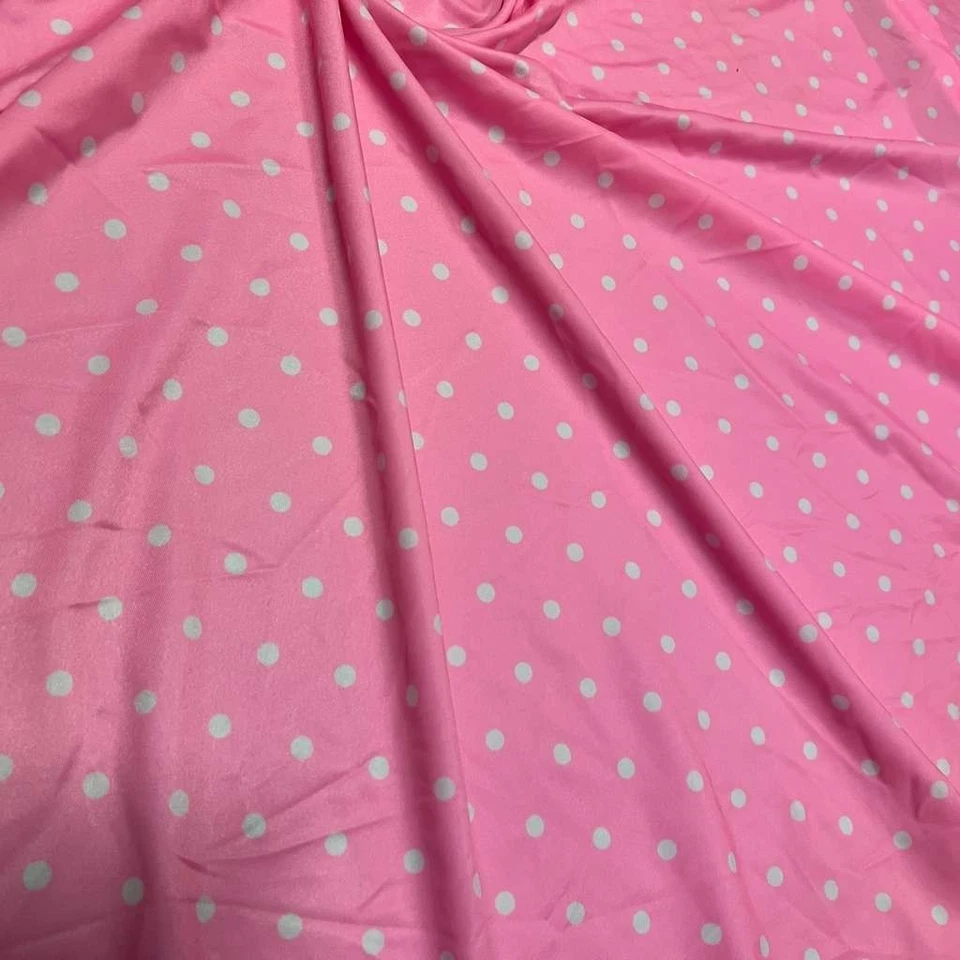 Barbie Pink polka dots print 4-way Stretch Fabric Swimsuit Spandex By the Yard - Image 4 of 4