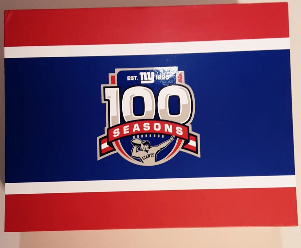 NEW YORK GIANTS 100th ANIVERSARY SEASON TICKET HOLDER BOX 4 RINGS + TICKET SET  - Image 2 of 4