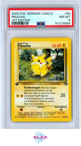 PIKACHU 1ST EDITION POKEMON GERMAN JUNGLE 2000 60 PSA 8