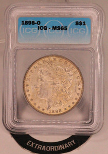 1898-O $1 Morgan Silver Dollar-ICG MS65 GENUINE BEAUTIFUL COIN