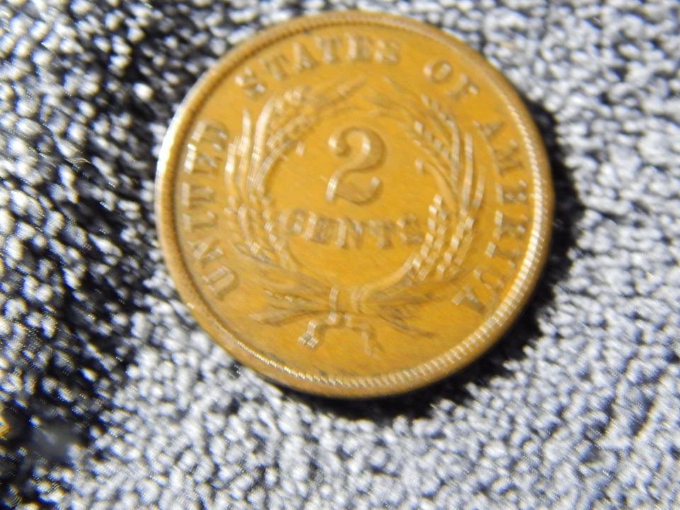 1864 Large  MOTTO Two 2 Cent Piece XF + RARE! - Image 4 of 4