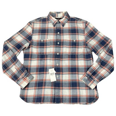 RRL Double RL Ralph Lauren Shirt Womens Medium Blue Plaid Western Work Button Up