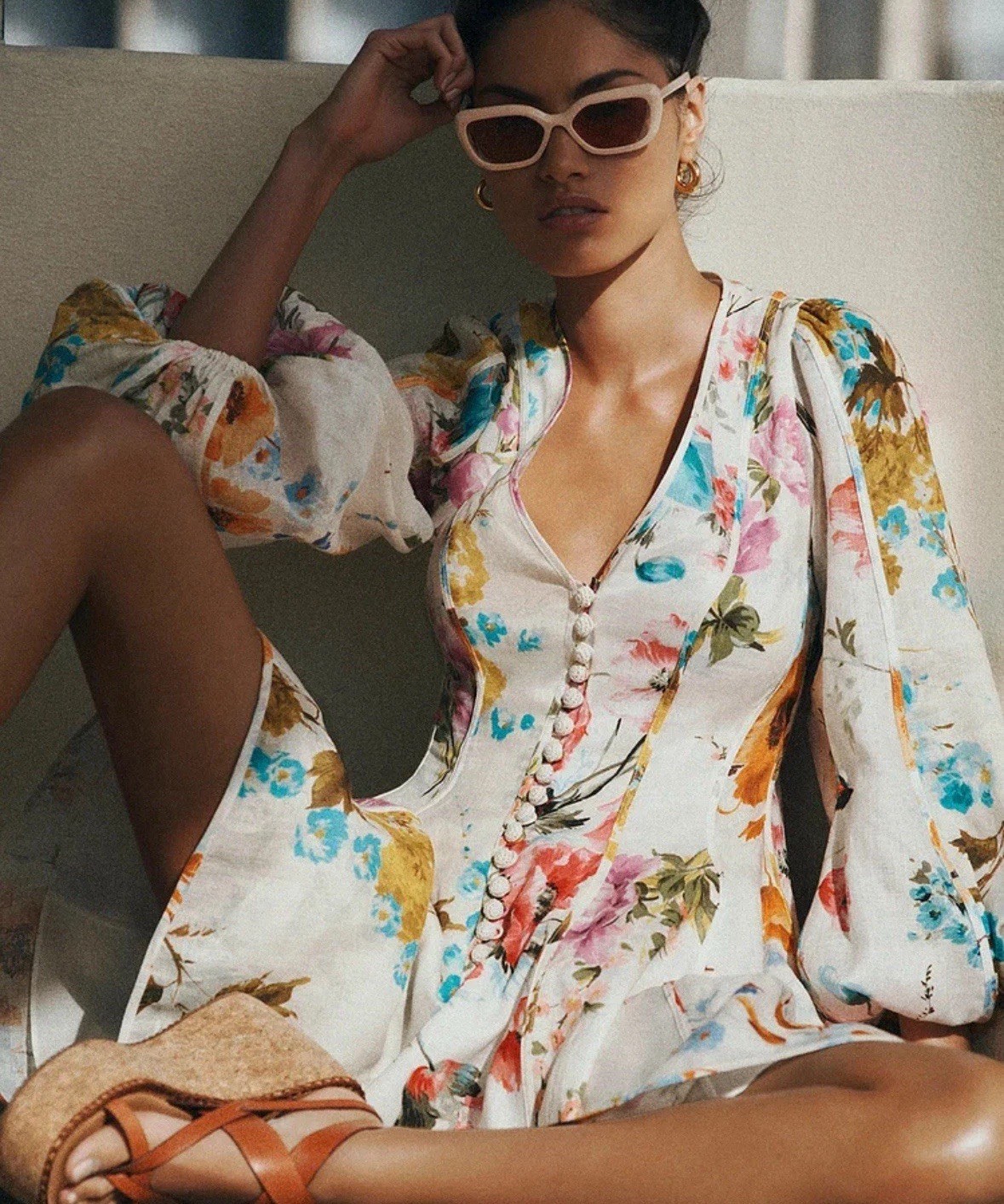 Zimmermann Halcyon Panelled Mini Dress Size 2 AU 12 / US 8 Spliced Floral