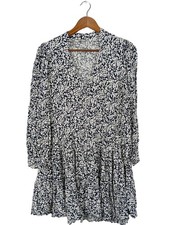 ZARA Abito a maniche lunghe Donna Abito Taglia IT 38 bianco-nero stile casual