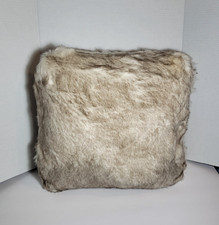Luxurious Rich Faux Fur Pillow Cream and Tan with Zipper Close