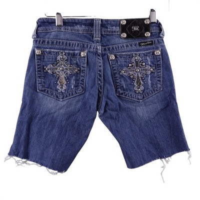 Miss Me Cutoff Skinny Jeans Distressed Embellished Rhinestone Cross Size 25 Y2K