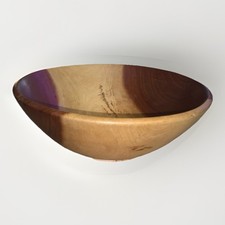 VTG Hand Turned Signed Wood Bowl 12.5  Two Toned Hardwood Lathe Turned Modern