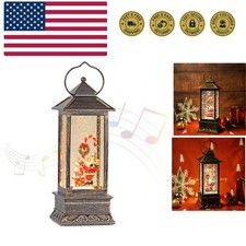 Christmas Musical Snow Globe Lantern, 12 Inch Spinning Glittering Lantern wit...