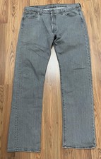 Levi's 501 Jeans Mens 36x34 Gray Straight Leg Button Fly Denim