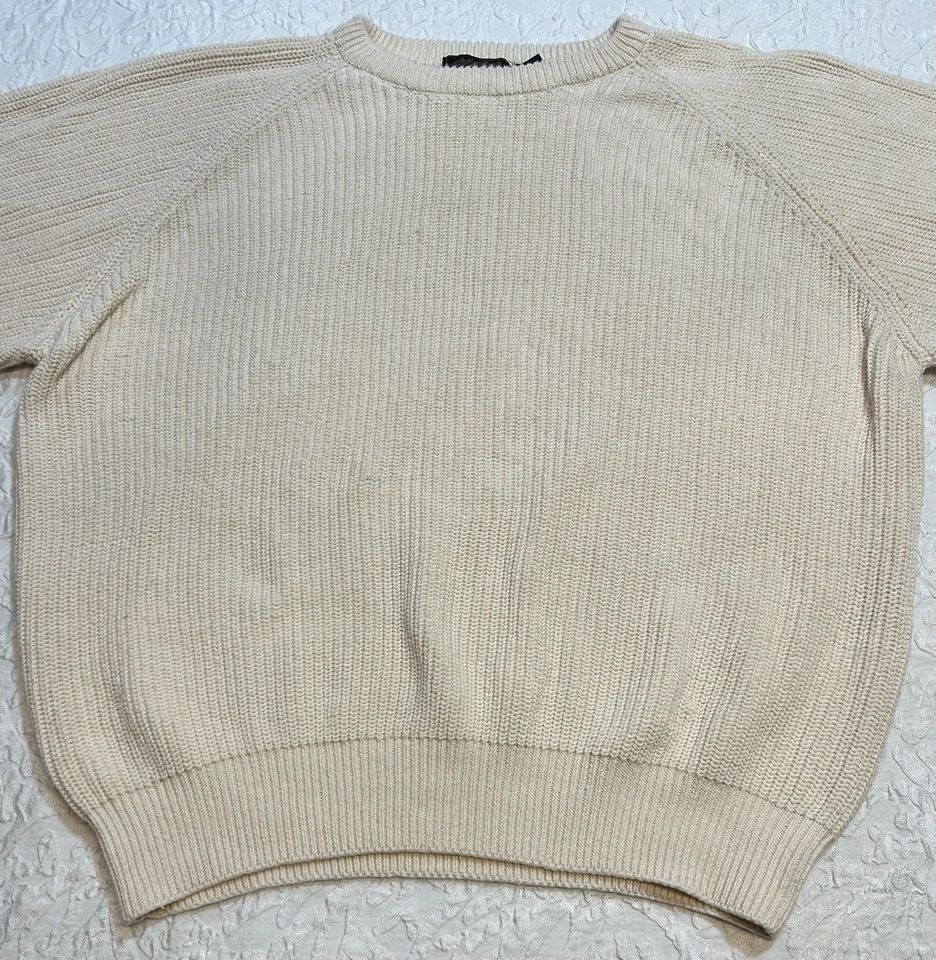 Suéter De Colección Eddie Bauer Para Mujer XL Marfil Pescador Tejido Grueso Tejido por Cable Foto 2 de 4