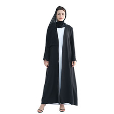 Muslim Women Open Cardigan Abaya Dubai Kaftan Kimono Ramadan Long Dress W/scarf