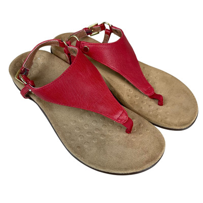 Vionic Kirra Sandals Womens M Red Gold Buckle Sling Back